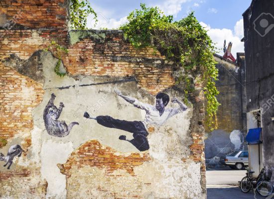 Bruce Lee Street Art Mural in Georgetown, Penang, Malaysia